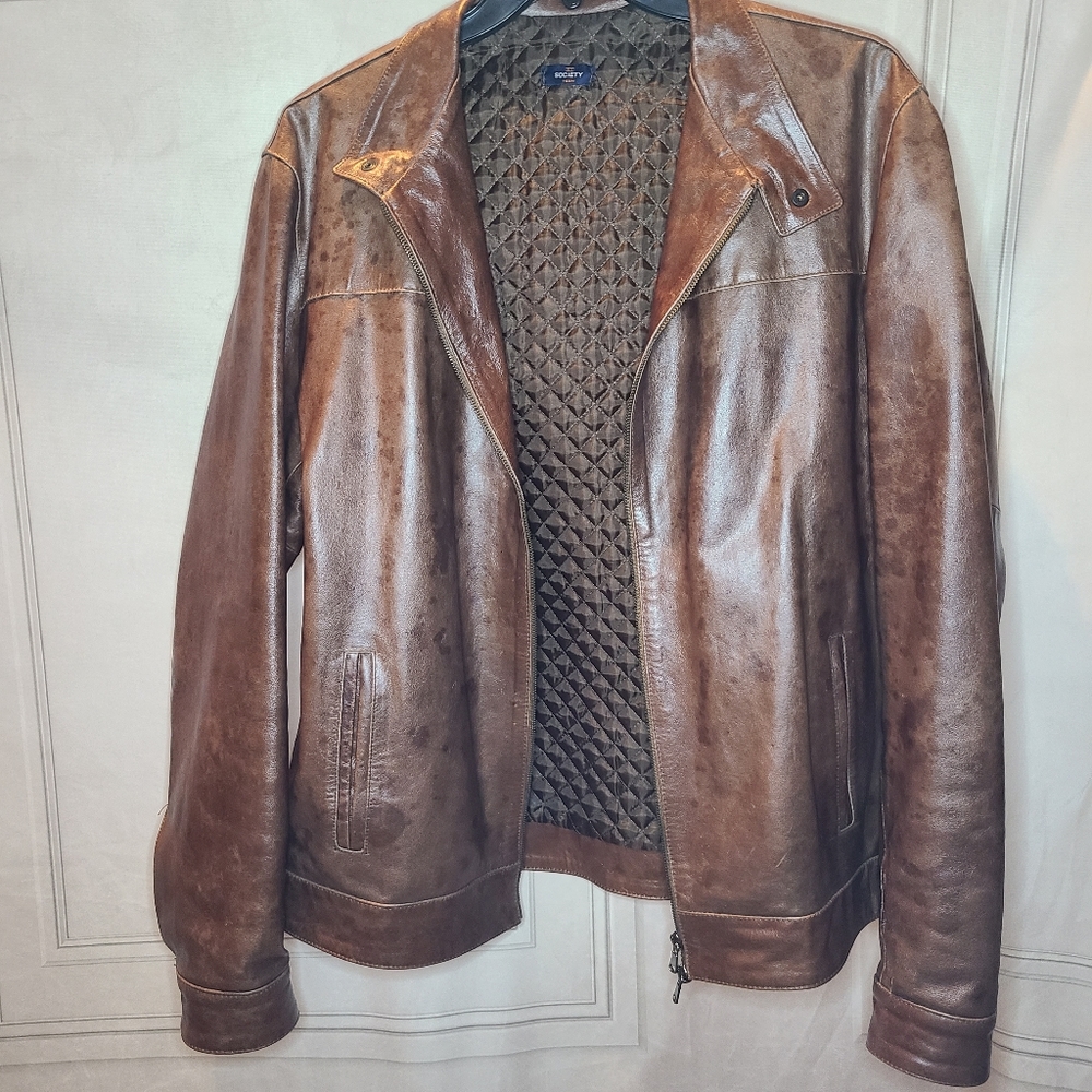Society Team Italian Chocolate Brown Leather Jacket